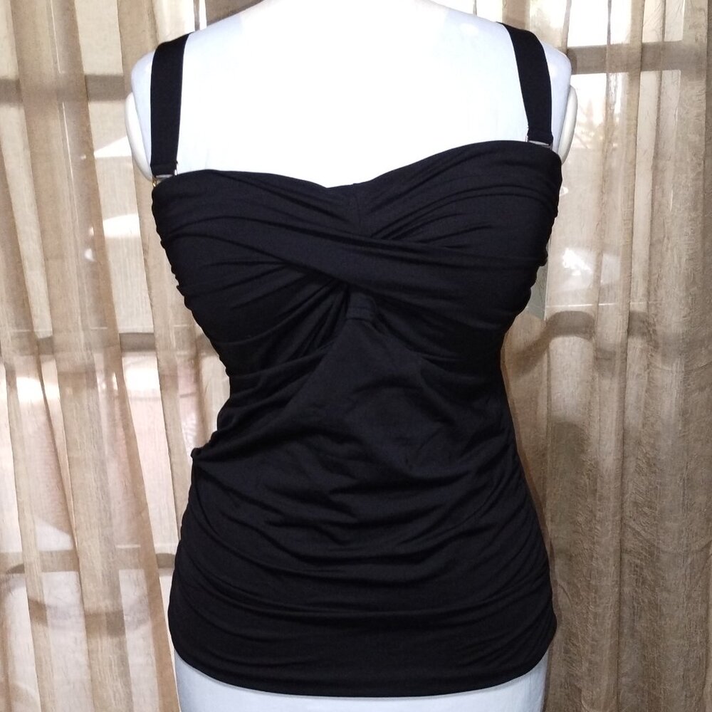 Anne Cole Tankini Swim Top Black Plus size 16W. Retail $72.00.